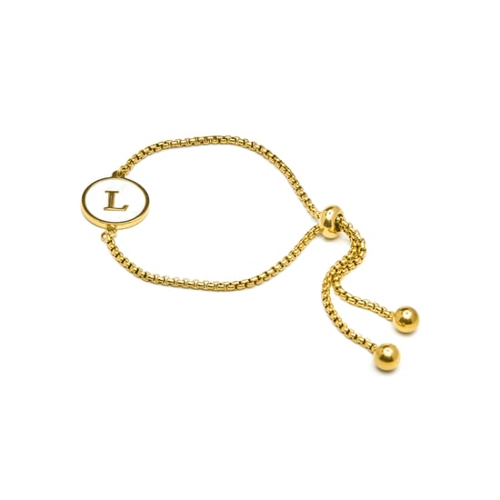 Luxenter-Armband aus weißem Perlmutt in 18 Karat Gelbgold - Alphabet - Image 3
