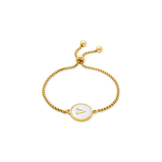 Luxenter-Armband aus weißem Perlmutt in 18 Karat Gelbgold - Alphabet - Image 1