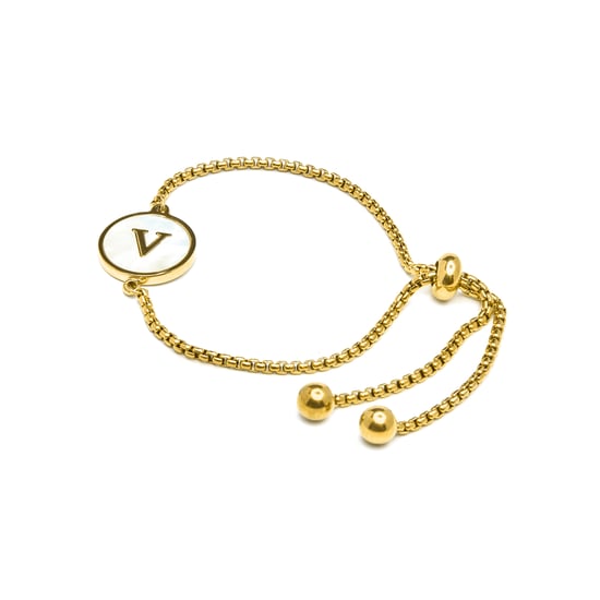 Luxenter-Armband aus weißem Perlmutt in 18 Karat Gelbgold - Alphabet - Image 3