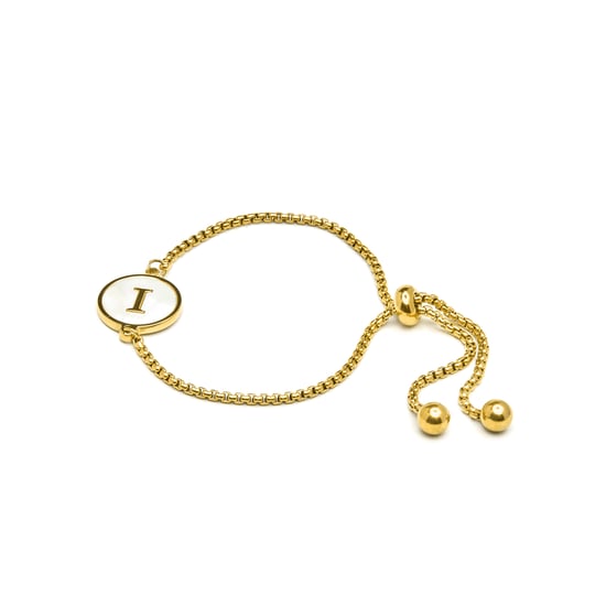 Luxenter-Armband aus weißem Perlmutt in 18 Karat Gelbgold - Alphabet - Image 3