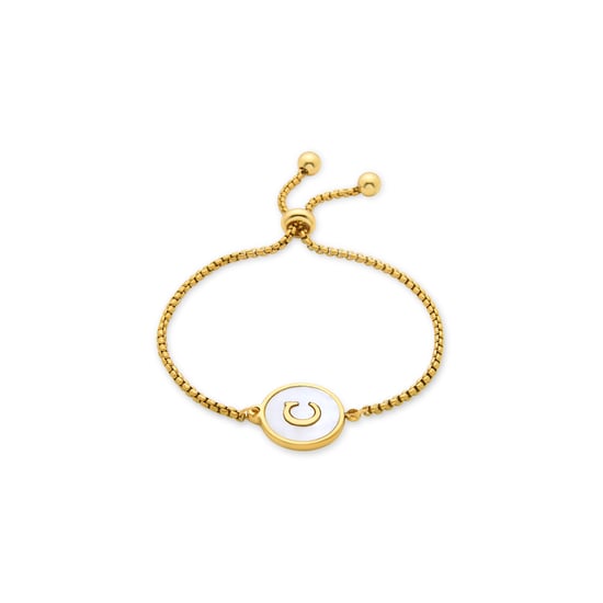 Luxenter-Armband aus weißem Perlmutt in 18 Karat Gelbgold - Alphabet - Image 1