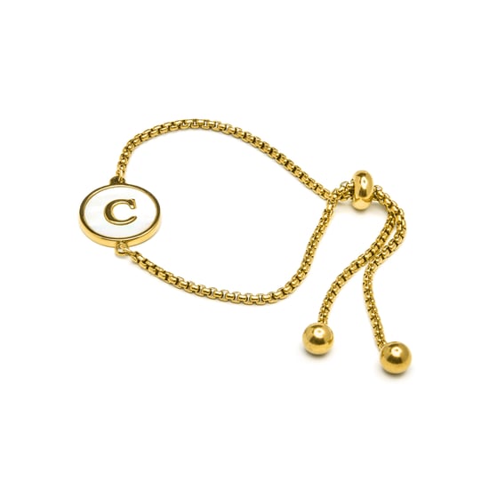 Luxenter-Armband aus weißem Perlmutt in 18 Karat Gelbgold - Alphabet - Image 3