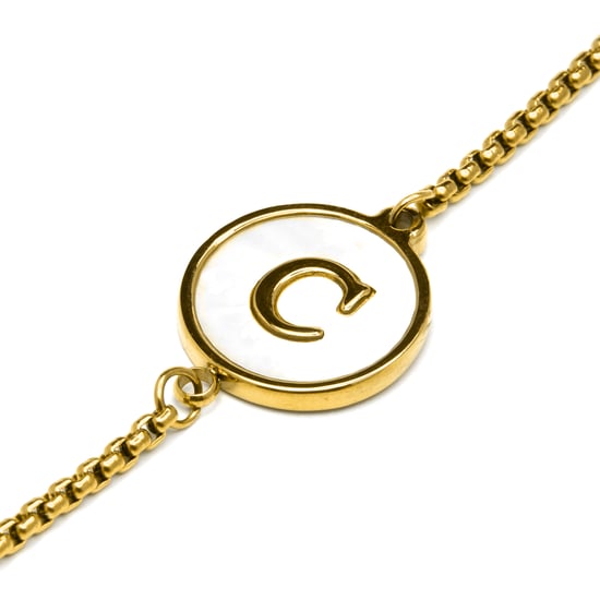 Luxenter-Armband aus weißem Perlmutt in 18 Karat Gelbgold - Alphabet - Image 4