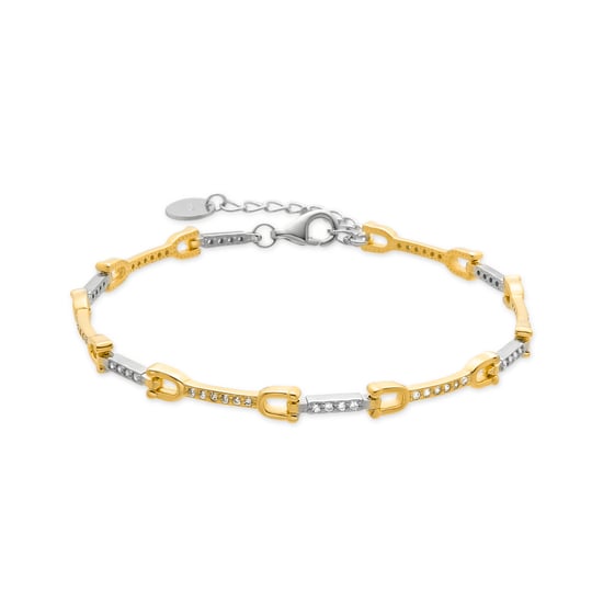 Luxenter Armreif aus 925er Sterlingsilber mit glänzenden Zirkonen in 18k Gelbgold - Azhla - Image 1