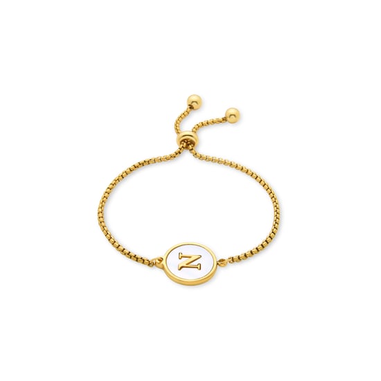 Luxenter-Armband aus weißem Perlmutt in 18 Karat Gelbgold - Alphabet - Image 1