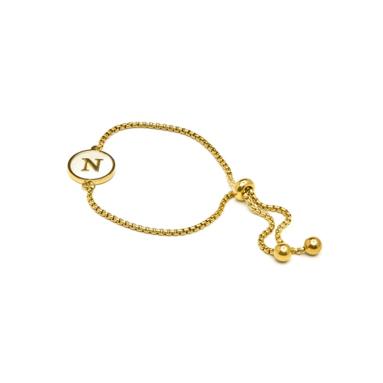 Luxenter-Armband aus weißem Perlmutt in 18 Karat Gelbgold - Alphabet - Image 3