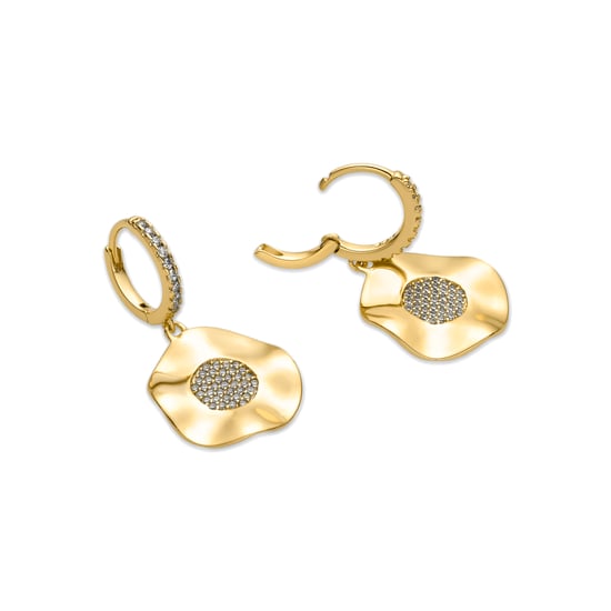 Luxenter Ohrringe mit glänzenden Zirkonia 18k Gold Finish - Delim - Image 2