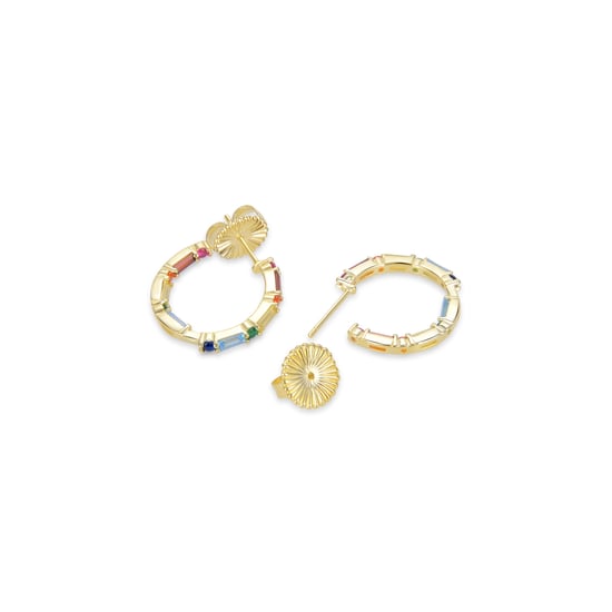 Luxenter Sterling Silber 925 Ohrringe mit Multicolour Zirkonia in 18K Gelbgold - Hinnar - Image 4