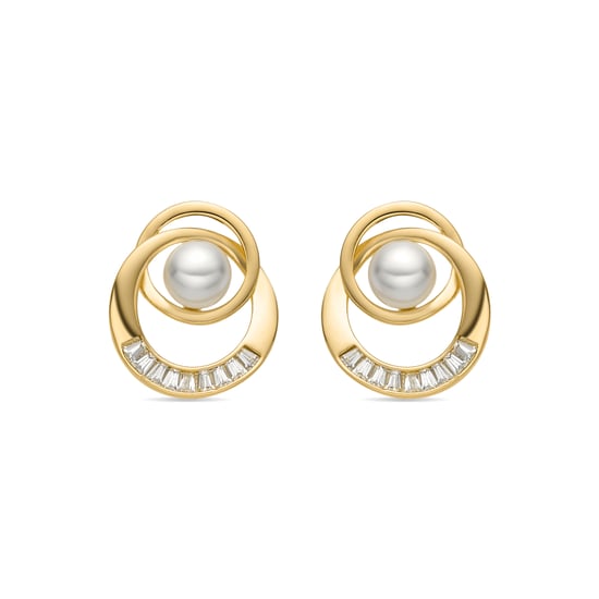 Luxenter Ohrringe mit weißer Perle in 18k Goldoptik - Lebya - Image 1