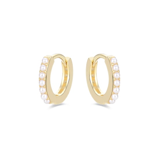 Luxenter Sterling Silber 925 Ohrringe mit weißer Perle in 18K Gelbgold - Leofcar - Image 3