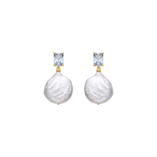 Luxenter Sterling Silber 925 und weiße Perlenohrringe in 18k Gelbgold - Dyafa - Image 1