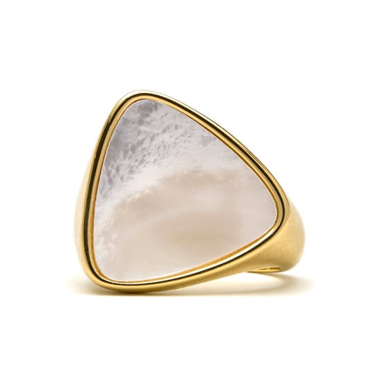 Luxenter Ring mit 18k Gold Finish weißes Perlmutt - Sune - Image 4