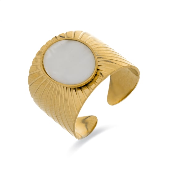 Luxenter Ring aus 18k Gelbgold mit weißem Perlmutt - Anleh - Image 1