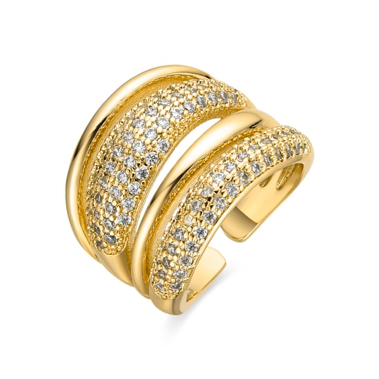 Luxenter Ring mit glänzendem 18k Gold Finish Zirkonia - Merima - Image 1
