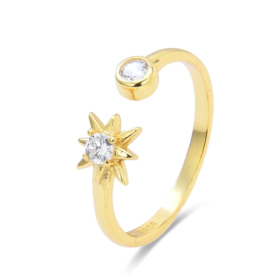 Luxenter Ring aus 925er Sterlingsilber mit glänzenden Zirkonia aus 18K Gelbgold - Lialt - Image 1