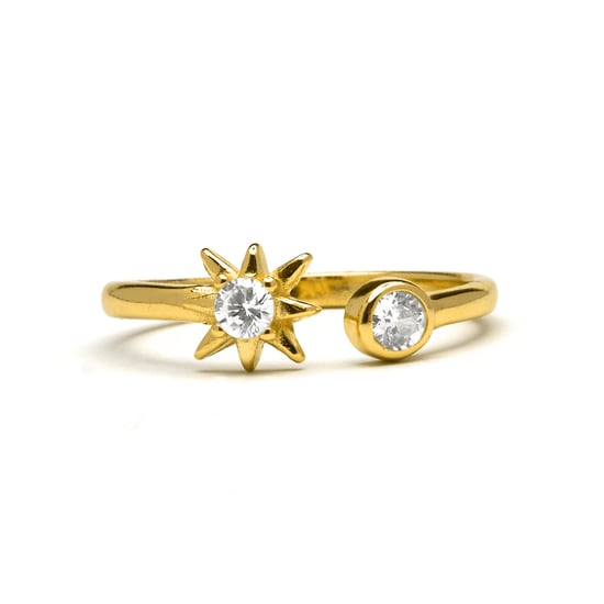 Luxenter Ring aus 925er Sterlingsilber mit glänzenden Zirkonia aus 18K Gelbgold - Lialt - Image 3