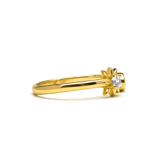 Luxenter Ring aus 925er Sterlingsilber mit glänzenden Zirkonia aus 18K Gelbgold - Lialt - Image 4
