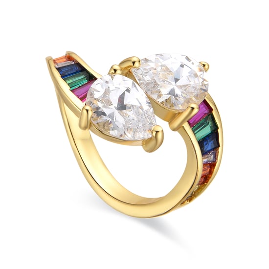 Luxenter Ring mit glänzendem 18k Gold Finish Zirkonia - Darbia - Image 1