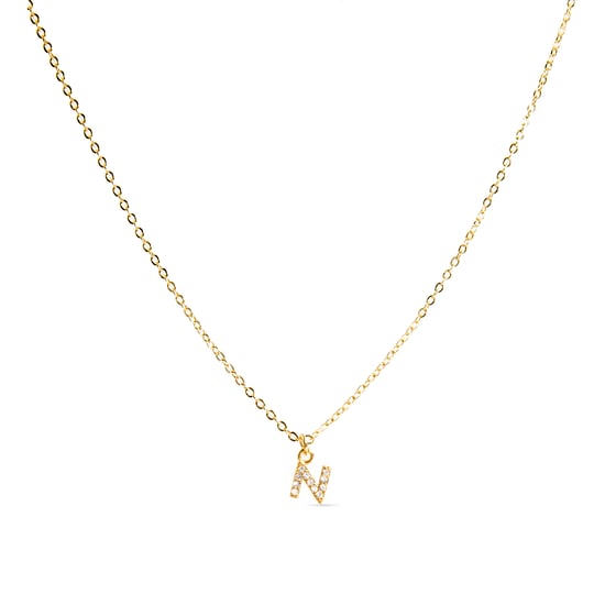 Luxenter Halskette mit glänzendem Zirkonia 18k Gold-Finish - Alphabet - Image 1