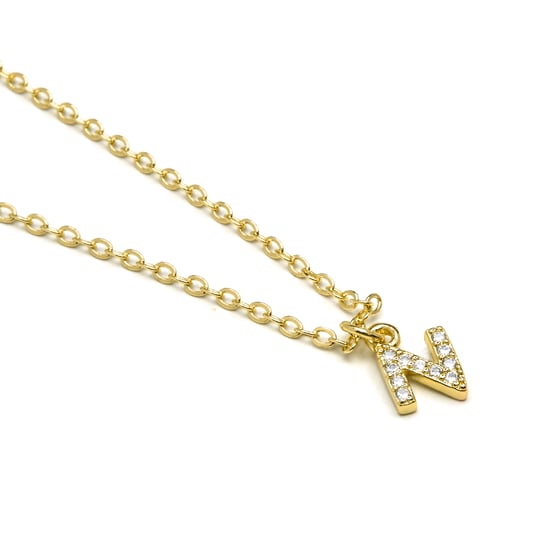 Luxenter Halskette mit glänzendem Zirkonia 18k Gold-Finish - Alphabet - Image 3