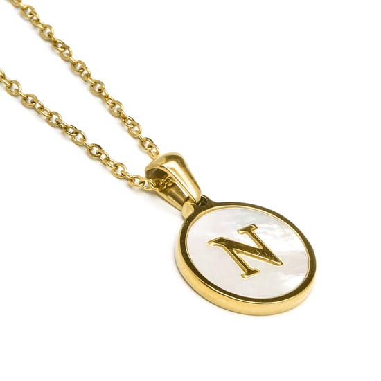 Luxenter-Halskette aus weißem Perlmutt in 18 Karat Gelbgold - Alphabet - Image 3