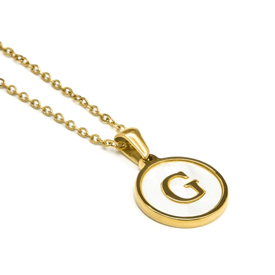 Luxenter-Halskette aus weißem Perlmutt in 18 Karat Gelbgold - Alphabet - Image 3