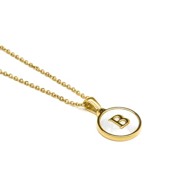 Luxenter-Halskette aus weißem Perlmutt in 18 Karat Gelbgold - Alphabet - Image 3