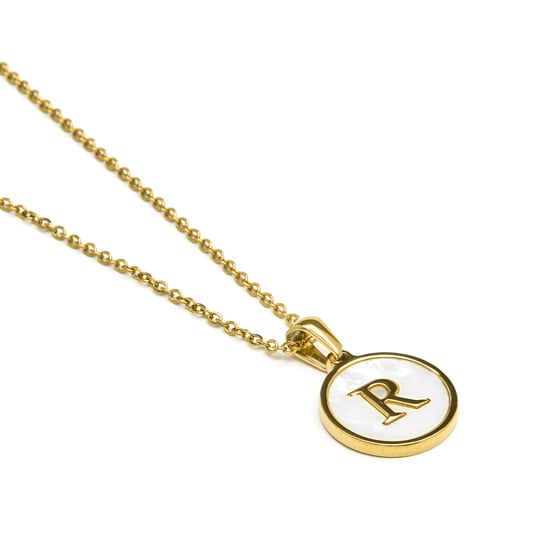 Luxenter-Halskette aus weißem Perlmutt in 18 Karat Gelbgold - Alphabet - Image 3