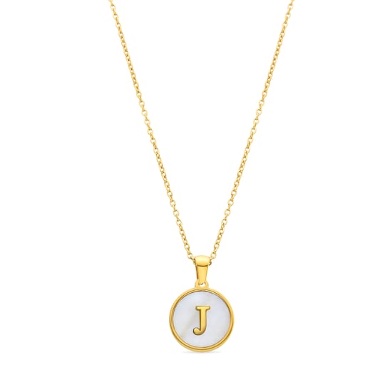 Luxenter-Halskette aus weißem Perlmutt in 18 Karat Gelbgold - Alphabet - Image 1