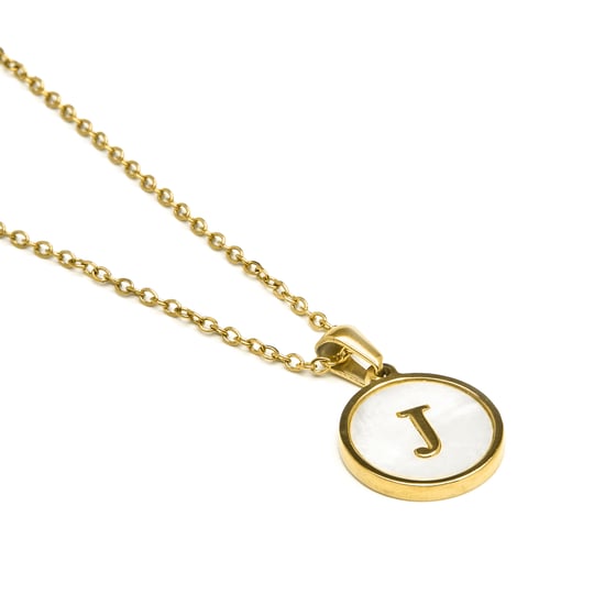 Luxenter-Halskette aus weißem Perlmutt in 18 Karat Gelbgold - Alphabet - Image 3