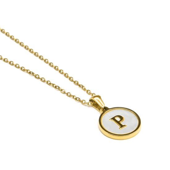 Luxenter-Halskette aus weißem Perlmutt in 18 Karat Gelbgold - Alphabet - Image 3