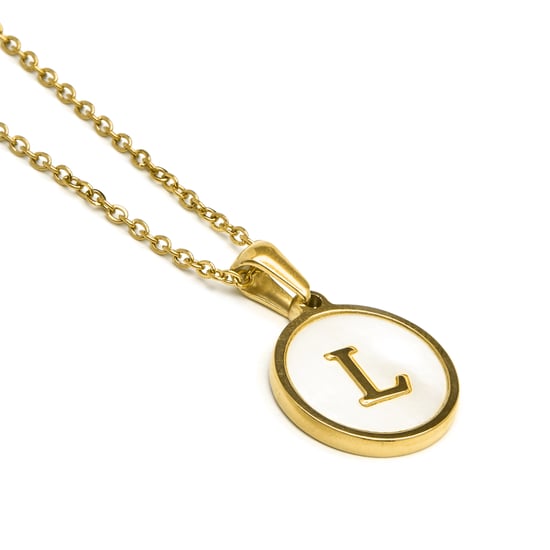 Luxenter-Halskette aus weißem Perlmutt in 18 Karat Gelbgold - Alphabet - Image 3