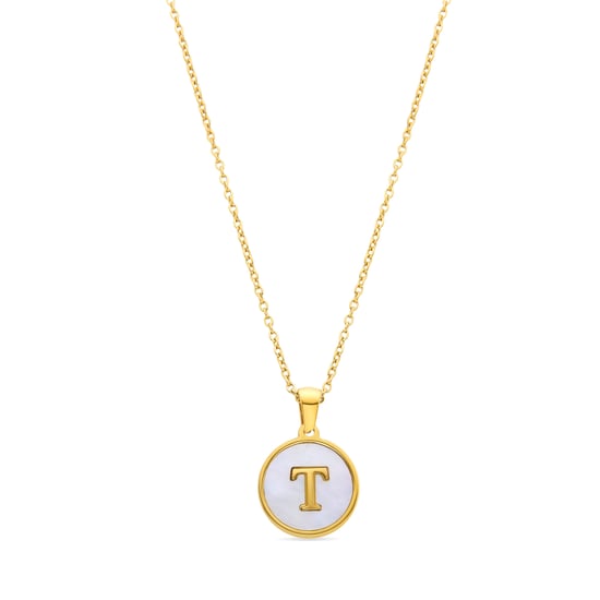 Luxenter-Halskette aus weißem Perlmutt in 18 Karat Gelbgold - Alphabet - Image 1