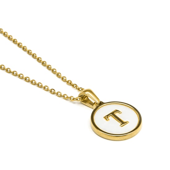 Luxenter-Halskette aus weißem Perlmutt in 18 Karat Gelbgold - Alphabet - Image 3