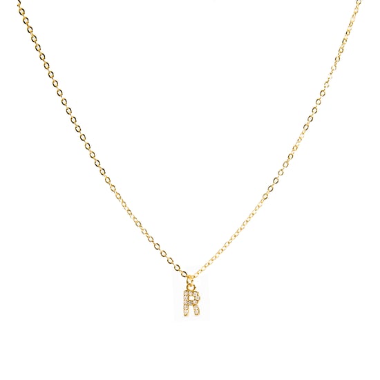 Luxenter Halskette mit glänzendem Zirkonia 18k Gold-Finish - Alphabet - Image 1