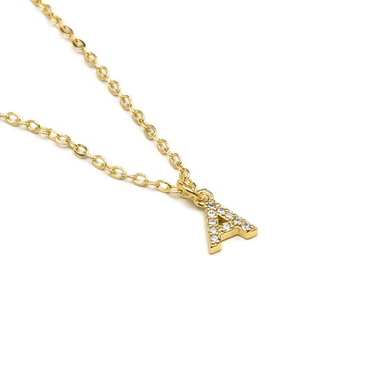 Luxenter Halskette mit glänzendem Zirkonia 18k Gold-Finish - Alphabet - Image 3