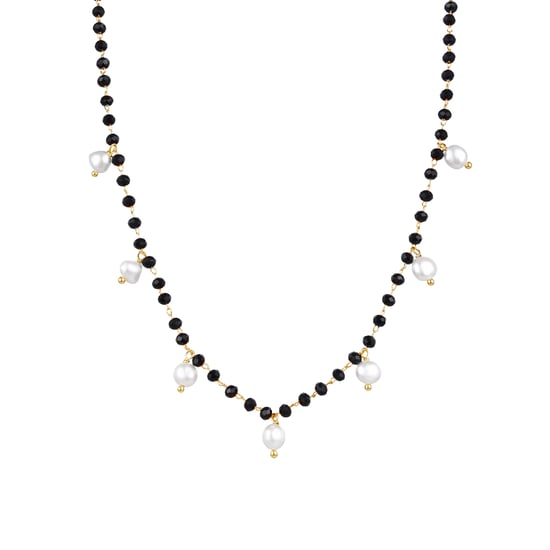 Luxenter Halskette aus 925er Sterlingsilber mit weißer Perle in 18K Gelbgold - Seika - Image 1