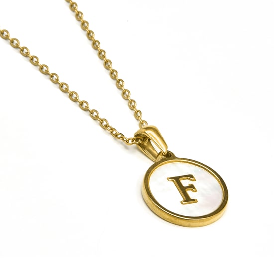 Luxenter-Halskette aus weißem Perlmutt in 18 Karat Gelbgold - Alphabet - Image 3