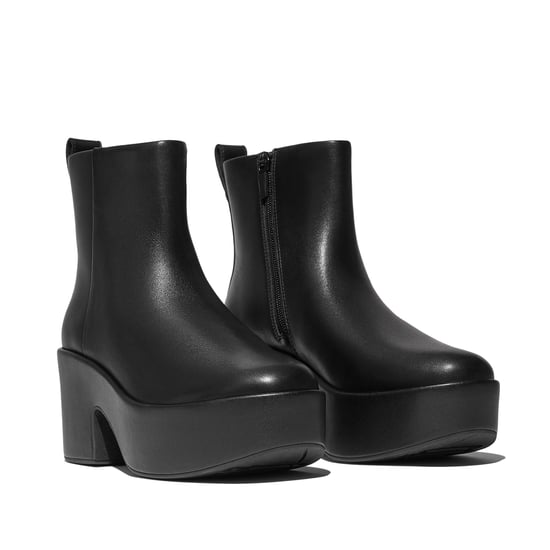 FitFlop Plattform-Stiefeletten aus Leder für Damen in Schwarz - Image 1