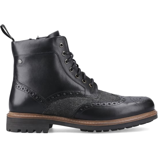 Hunter Loch Brogue Ankle-Stiefel aus Leder für Herren in Schwarz - Image 5