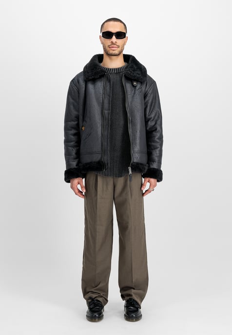B-3 Faux Leather Bomber Jacket - Image 2