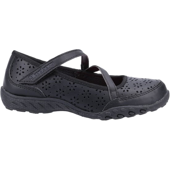 Skechers Breathe Easy Playground Poppies Mädchenschuhe Aus Schwarzem Leder - Image 4