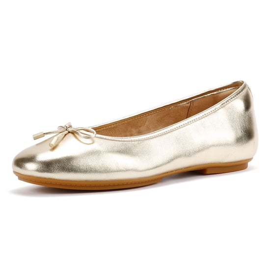 FitFlop Delicato Leder Damen Gold Flats - Image 3