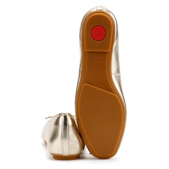 FitFlop Delicato Leder Damen Gold Flats - Image 4