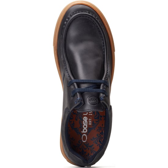 Base London Dalston Leder Herren Mokassins Schuhe in Marineblau - Image 4