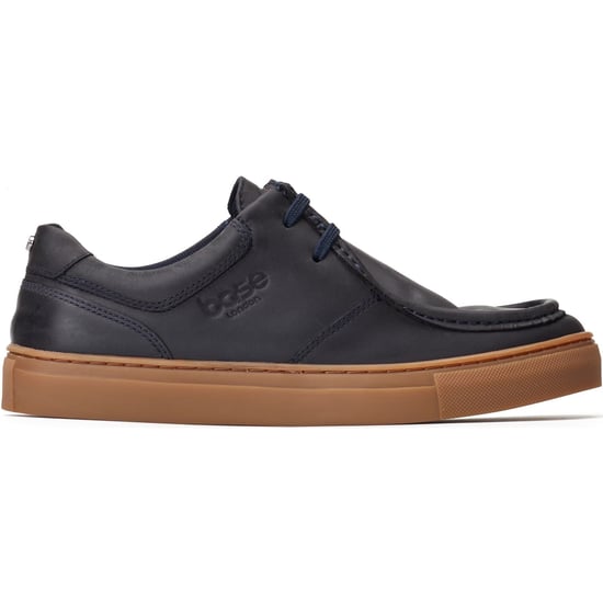 Base London Dalston Leder Herren Mokassins Schuhe in Marineblau - Image 5