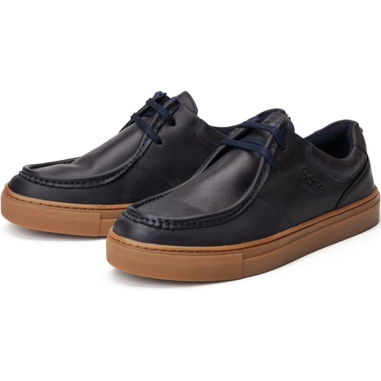 Base London Dalston Leder Herren Mokassins Schuhe in Marineblau - Image 6