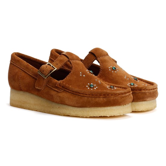 Clarks Originals Wallabee T Bar Suede Damenschuhe In Braun - Image 1