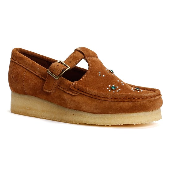 Clarks Originals Wallabee T Bar Suede Damenschuhe In Braun - Image 2