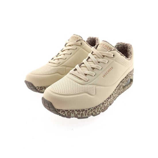 Skechers Uno Safari Time Polyurethan Damen Weiß/Leopard Sneakers - Image 2